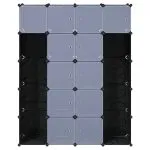 Dulap modular 14 compartimente alb și negru 37 x 146 x 180,5 cm