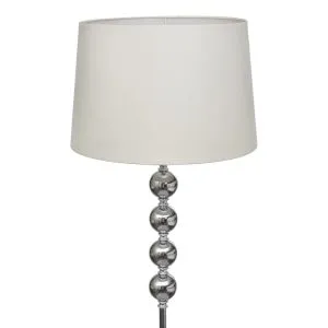 Lampă de podea cu abajur, suport înalt, 4 bile decorative, alb