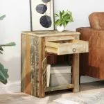 Masă de capăt cu 1 sertar și 1 ușă, lemn reciclat