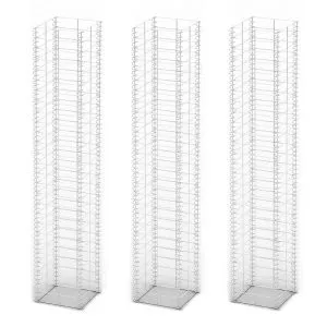 Set gabioane, 3 buc, sârmă galvanizată, 25 x 25 x 150 cm