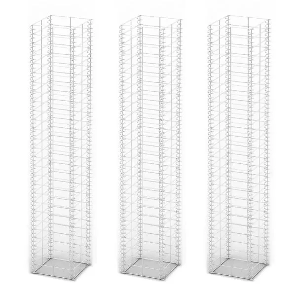 Set gabioane, 3 buc, sârmă galvanizată, 25 x 25 x 150 cm