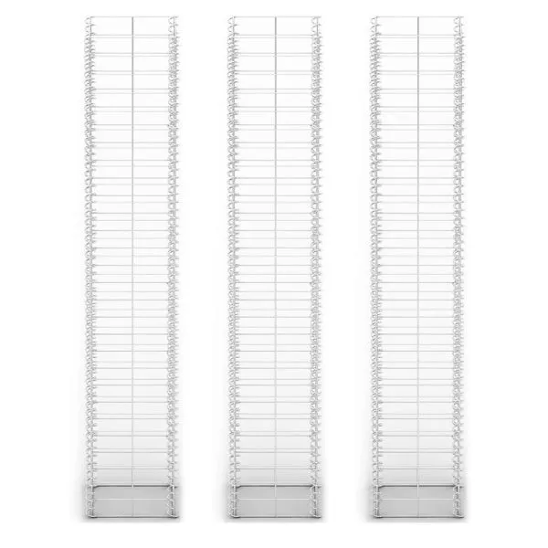 Set gabioane, 3 buc, sârmă galvanizată, 25 x 25 x 150 cm