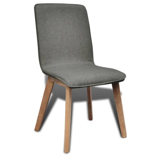 Scaune bucătărie 4 buc. gri deschis, textil/lemn stejar masiv