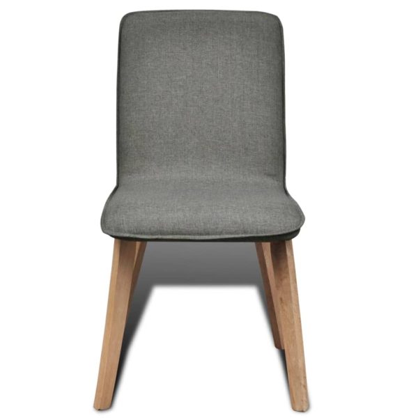 Scaune bucătărie 4 buc. gri deschis, textil/lemn stejar masiv