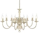 Candelabru alb de metal în stil antic 8 x becuri E14