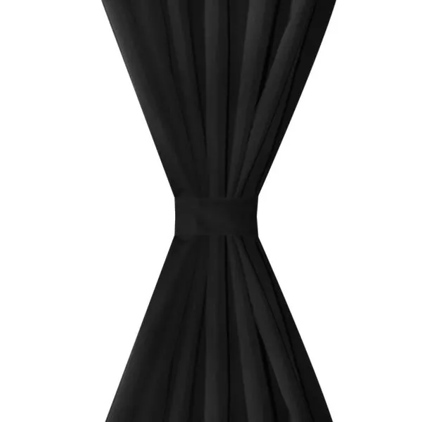 Draperii micro-satin cu bride, 2 buc, 140 x 225 cm, negru