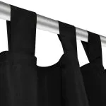 Draperii micro-satin cu bride, 2 buc, 140 x 225 cm, negru