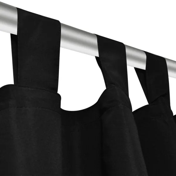 Draperii micro-satin cu bride, 2 buc, 140 x 225 cm, negru