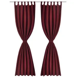 Draperii micro-satin cu bride, 140 x 175 cm, bordo, 2 buc.