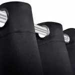 Draperii opace cu inele metalice, 2 buc., negru, 135 x 245 cm