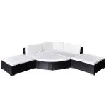 Set mobilier de grădină cu perne, 6 piese, negru, poliratan