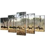 Set tablouri imprimate pe pânză Zebre 200 x 50 cm