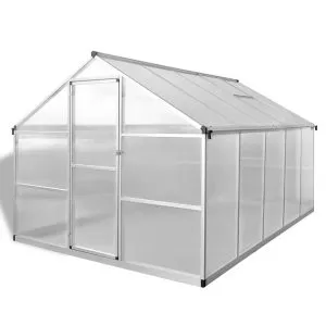 Seră din aluminiu ranforsat cu cadru la bază, 7,55 m²