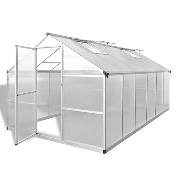Seră din aluminiu ranforsat cu cadru la bază, 9,025 m²