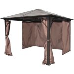 Pavilion cu perdea, maro, aluminiu, 300 x 300 cm