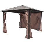 Pavilion cu perdea, maro, aluminiu, 300 x 300 cm