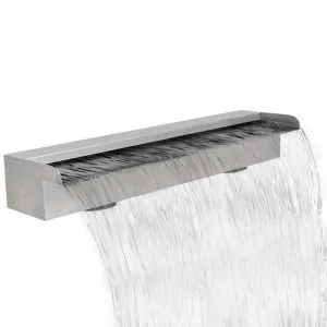 Fântână de piscină dreptunghiulară cu cascadă 60 cm oțel inoxidabil