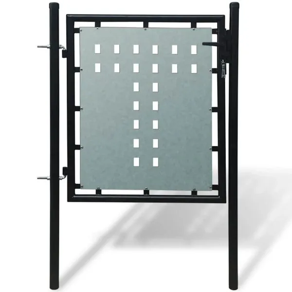 Poartă de gard cu o ușă, negru, 100×150 cm