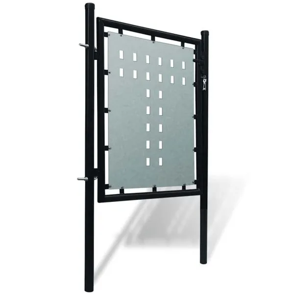 Poartă de gard cu o ușă, negru, 100×150 cm