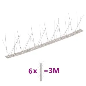 Set bandă cu țepi antipăsări cu 5 rânduri, 6 buc., oțel, 3 m