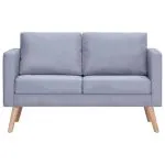 Canapea cu 2 locuri, material textil, gri deschis