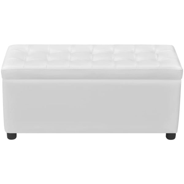 Taburet de depozitare, piele artificială, alb