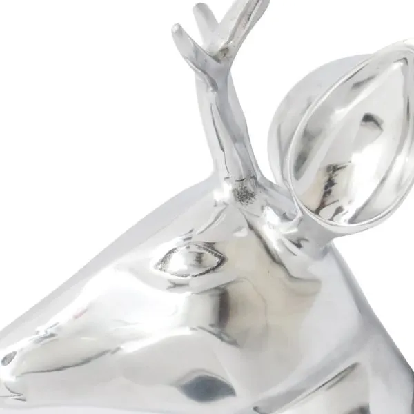 Decorațiune pentru perete tip cap de cerb, 62 cm, argintiu, aluminiu