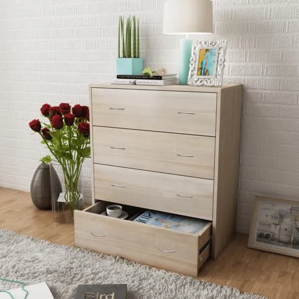 Dulap cu 4 sertare, 60×30,5×71 cm, culoare stejar