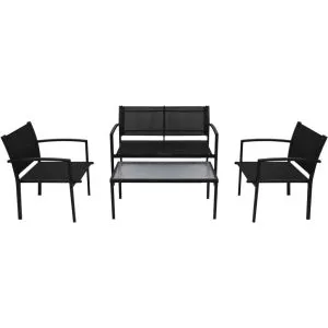 Set mobilier de grădină, 4 piese, negru, textilenă