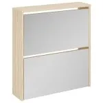 Pantofar cu oglindă 2 niveluri, culoare stejar, 63 x 17 x 67 cm