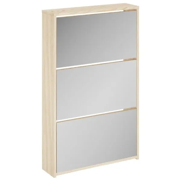 Pantofar cu oglindă și 3 niveluri, stejar, 63 x 17 x 102,5 cm