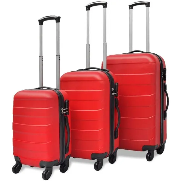Set valize rigide, roșu, 3 buc., 45,5/55/66 cm