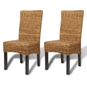 Scaune de bucătărie, 2 buc., abaca & lemn masiv de mango