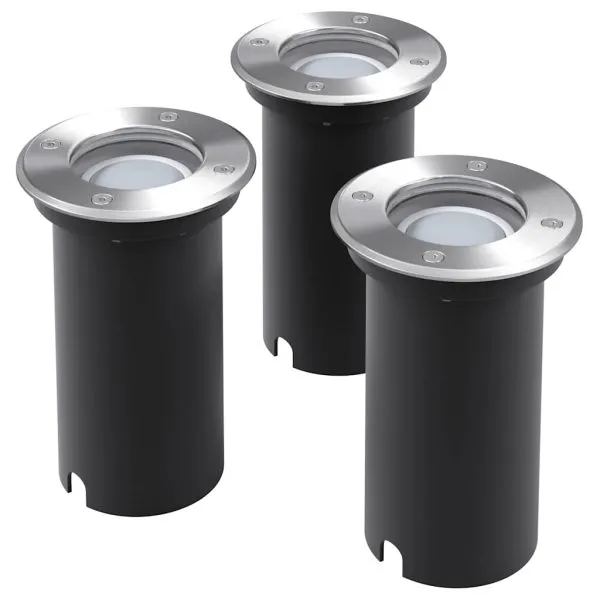 Corpuri de iluminat LED pentru sol, exterior, rotunde, 3 buc.