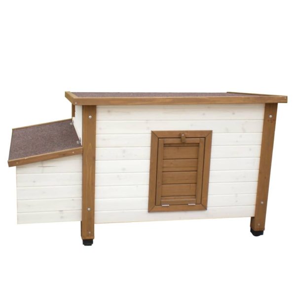 @Pet Coteț de pui de exterior, alb și maro, 136×74,5×75 cm, lemn