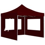 Cort de petrecere pliabil cu pereți, roșu vin, 3×3 m, aluminiu