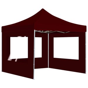 Cort de petrecere pliabil cu pereți, roșu vin, 3×3 m, aluminiu
