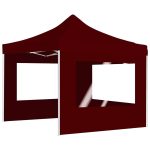 Cort de petrecere pliabil cu pereți, roșu vin, 3×3 m, aluminiu