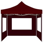 Cort de petrecere pliabil cu pereți, roșu vin, 3×3 m, aluminiu