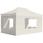 Cort de petrecere pliabil cu pereți, crem, 4,5 x 3 m, aluminiu