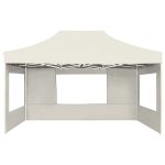 Cort de petrecere pliabil cu pereți, crem, 4,5 x 3 m, aluminiu