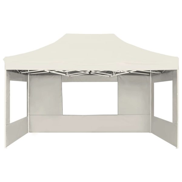 Cort de petrecere pliabil cu pereți, crem, 4,5 x 3 m, aluminiu