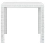 Masă de grădină, albă, 79x79x72 cm, plastic, aspect ratan