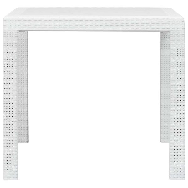Masă de grădină, albă, 79x79x72 cm, plastic, aspect ratan