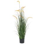 Plantă iarbă artificială în ghiveci cu papură, 135 cm