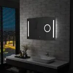 Oglindă cu LED de perete de baie, cu senzor tactil, 100×60 cm