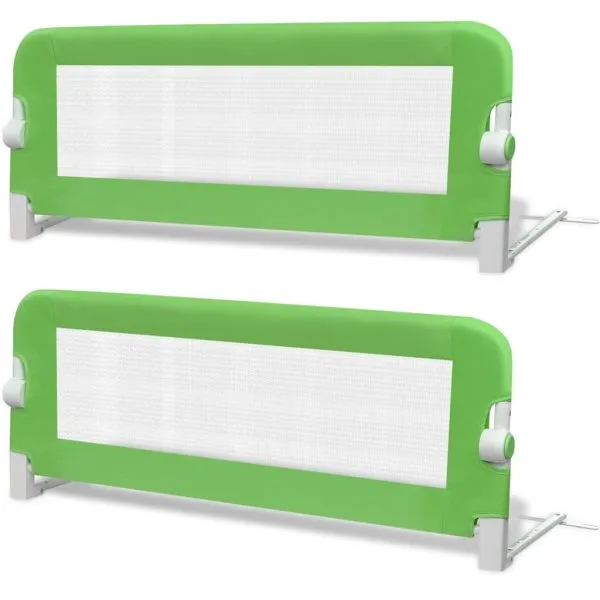 Balustradă de protecție pat copii, 2 buc., verde, 102×42 cm