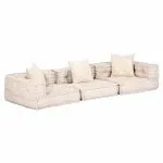 Canapea puf modulară cu 3 locuri, bej, material textil