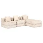 Canapea puf modulară cu 3 locuri, bej, material textil