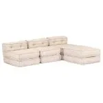 Canapea puf modulară cu 3 locuri, bej, material textil